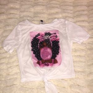 Melanin girl bubble gum pearl shirt